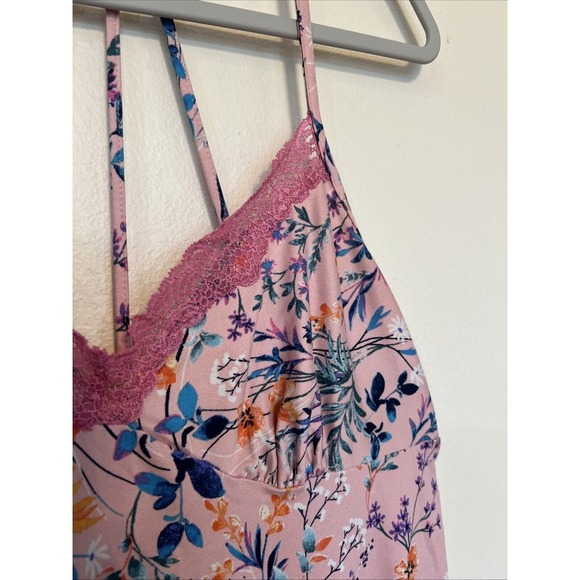 Babydoll tank slip BoHo pink lace women's size medium - Picture 5 of 8